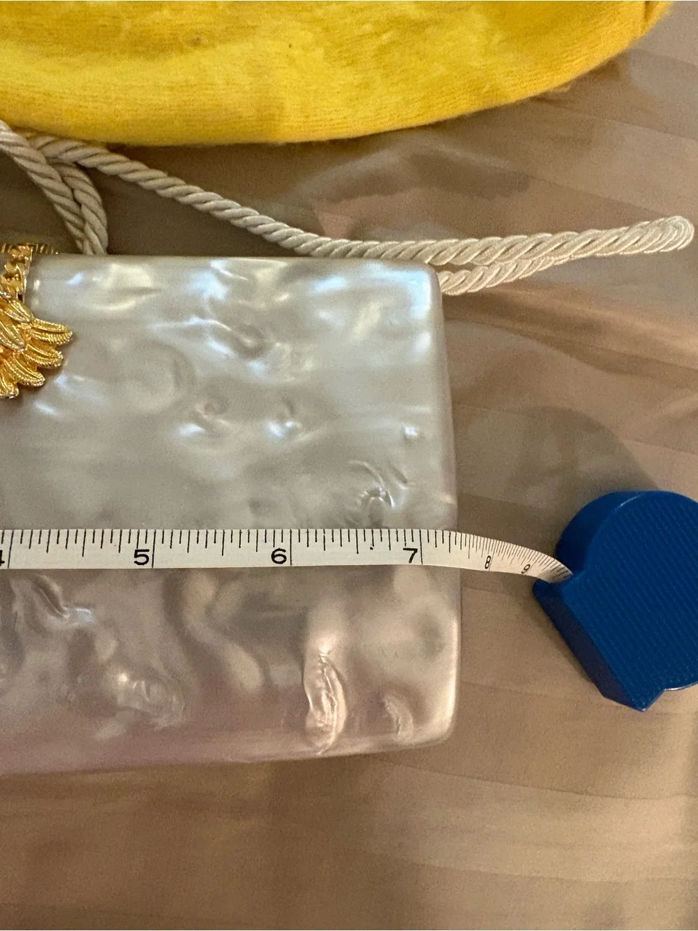 Vintage Beoni Lucia Italian Rhodoid Evening Bag in White with Gold Accent